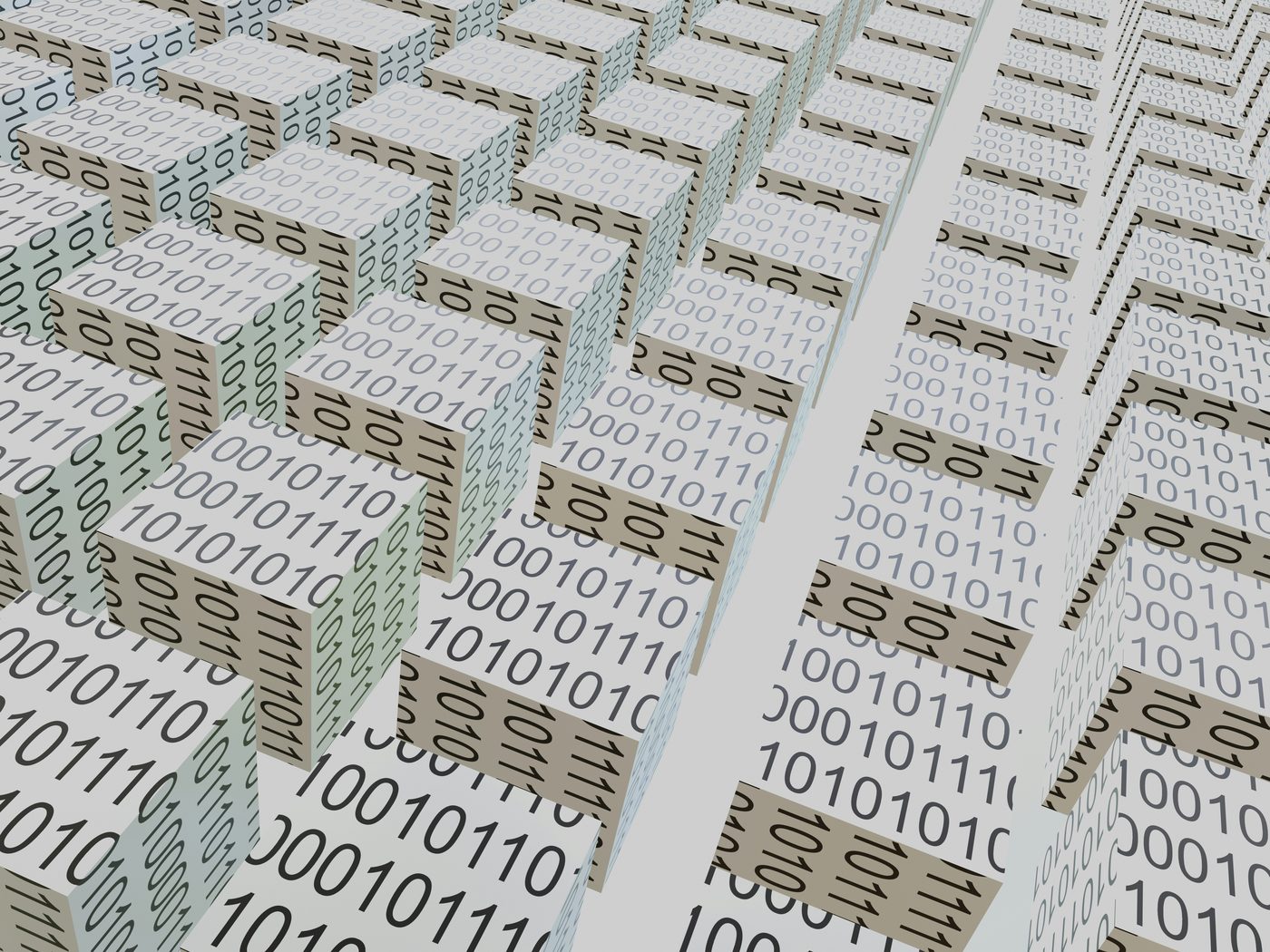 A vast field of binary data blocks receding into the distance: the same protection whatever the volume